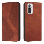 For Xiaomi Redmi Note 10 Pro Skin Feel Magnetic S-type Solid Color Horizontal Flip Leather Case with Holder & Card Slot & Wallet(Brown)