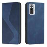 For Xiaomi Redmi Note 10 Pro Skin Feel Magnetic S-type Solid Color Horizontal Flip Leather Case with Holder & Card Slot & Wallet(Blue)