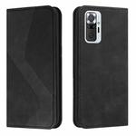 For Xiaomi Redmi Note 10 Pro Skin Feel Magnetic S-type Solid Color Horizontal Flip Leather Case with Holder & Card Slot & Wallet(Black)