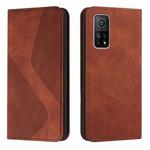 For Xiaomi Mi 10T Pro 5G Skin Feel Magnetic S-type Solid Color Horizontal Flip Leather Case with Holder & Card Slot & Wallet(Brown)