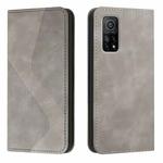 For Xiaomi Mi 10T Pro 5G Skin Feel Magnetic S-type Solid Color Horizontal Flip Leather Case with Holder & Card Slot & Wallet(Grey)