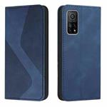 For Xiaomi Mi 10T Pro 5G Skin Feel Magnetic S-type Solid Color Horizontal Flip Leather Case with Holder & Card Slot & Wallet(Blue)