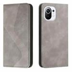 For Xiaomi Mi 11 Skin Feel Magnetic S-type Solid Color Horizontal Flip Leather Case with Holder & Card Slot & Wallet(Grey)