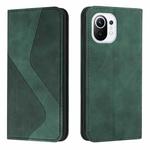 For Xiaomi Mi 11 Skin Feel Magnetic S-type Solid Color Horizontal Flip Leather Case with Holder & Card Slot & Wallet(Green)