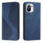 For Xiaomi Mi 11 Skin Feel Magnetic S-type Solid Color Horizontal Flip Leather Case with Holder & Card Slot & Wallet(Blue)