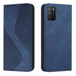 For Xiaomi Poco M3 Skin Feel Magnetic S-type Solid Color Horizontal Flip Leather Case with Holder & Card Slot & Wallet(Blue)