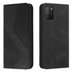 For Xiaomi Poco M3 Skin Feel Magnetic S-type Solid Color Horizontal Flip Leather Case with Holder & Card Slot & Wallet(Black)