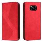 For Xiaomi Poco X3 NFC Skin Feel Magnetic S-type Solid Color Horizontal Flip Leather Case with Holder & Card Slot & Wallet(Red)