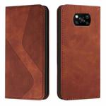 For Xiaomi Poco X3 NFC Skin Feel Magnetic S-type Solid Color Horizontal Flip Leather Case with Holder & Card Slot & Wallet(Brown)