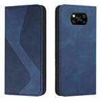 For Xiaomi Poco X3 NFC Skin Feel Magnetic S-type Solid Color Horizontal Flip Leather Case with Holder & Card Slot & Wallet(Blue)