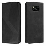 For Xiaomi Poco X3 NFC Skin Feel Magnetic S-type Solid Color Horizontal Flip Leather Case with Holder & Card Slot & Wallet(Black)