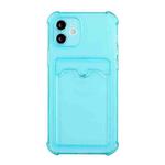 For iPhone 12 Pro Max TPU Dropproof Protective Back Case with Card Slot(Baby Blue)