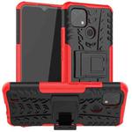 For OPPO Realme C21 / C20 Tire Texture Shockproof TPU+PC Protective Case with Holder(Red)