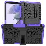 For Samsung Galaxy Tab A7 Lite Tire Texture Shockproof TPU+PC Protective Case with Holder(Purple)