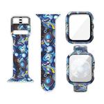 Silicone Printing Integrated Watch Case Watch Band For Apple Watch Series 7  41mm / & 6 & SE & 5 & 4 40mm  (Blue Space)