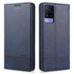 For vivo 21 AZNS Magnetic Calf Texture Horizontal Flip Leather Case with Card Slots & Holder & Wallet(Dark Blue)