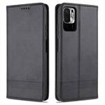 For Xiaomi Redmi Note 10 5G AZNS Magnetic Calf Texture Horizontal Flip Leather Case with Card Slots & Holder & Wallet(Black)