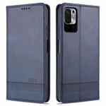 For Xiaomi Poco M3 Pro 5G AZNS Magnetic Calf Texture Horizontal Flip Leather Case with Card Slots & Holder & Wallet(Dark Blue)