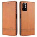 For Xiaomi Poco M3 Pro 5G AZNS Magnetic Calf Texture Horizontal Flip Leather Case with Card Slots & Holder & Wallet(Light Brown)