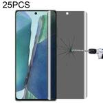 For Samsung Galaxy Note20 25 PCS 0.3mm 9H Surface Hardness 3D Curved Surface Privacy Glass Film