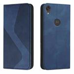 For Motorola Moto E6 Skin Feel Magnetic S-type Solid Color Horizontal Flip Leather Case with Holder & Card Slot & Wallet(Blue)