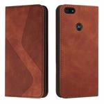 For Motorola Moto E6 Play Skin Feel Magnetic S-type Solid Color Horizontal Flip Leather Case with Holder & Card Slot & Wallet(Brown)