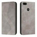 For Motorola Moto E6 Play Skin Feel Magnetic S-type Solid Color Horizontal Flip Leather Case with Holder & Card Slot & Wallet(Grey)