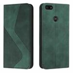 For Motorola Moto E6 Play Skin Feel Magnetic S-type Solid Color Horizontal Flip Leather Case with Holder & Card Slot & Wallet(Green)