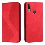For Motorola Moto E6 Plus Skin Feel Magnetic S-type Solid Color Horizontal Flip Leather Case with Holder & Card Slot & Wallet(Red)