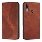 For Motorola Moto E6 Plus Skin Feel Magnetic S-type Solid Color Horizontal Flip Leather Case with Holder & Card Slot & Wallet(Brown)