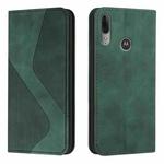 For Motorola Moto E6 Plus Skin Feel Magnetic S-type Solid Color Horizontal Flip Leather Case with Holder & Card Slot & Wallet(Green)