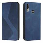 For Motorola Moto E6 Plus Skin Feel Magnetic S-type Solid Color Horizontal Flip Leather Case with Holder & Card Slot & Wallet(Blue)