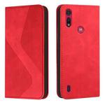 For Motorola Moto E6s 2020 Skin Feel Magnetic S-type Solid Color Horizontal Flip Leather Case with Holder & Card Slot & Wallet(Red)