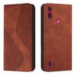 For Motorola Moto E6s 2020 Skin Feel Magnetic S-type Solid Color Horizontal Flip Leather Case with Holder & Card Slot & Wallet(Brown)