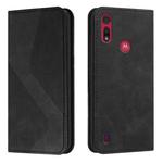 For Motorola Moto E6s 2020 Skin Feel Magnetic S-type Solid Color Horizontal Flip Leather Case with Holder & Card Slot & Wallet(Black)