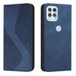 For Motorola Moto Edge S Skin Feel Magnetic S-type Solid Color Horizontal Flip Leather Case with Holder & Card Slot & Wallet(Blue)