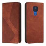 For Motorola Moto G Play 2021 Skin Feel Magnetic S-type Solid Color Horizontal Flip Leather Case with Holder & Card Slot & Wallet(Brown)