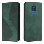 For Motorola Moto G Play 2021 Skin Feel Magnetic S-type Solid Color Horizontal Flip Leather Case with Holder & Card Slot & Wallet(Green)