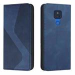 For Motorola Moto G Play 2021 Skin Feel Magnetic S-type Solid Color Horizontal Flip Leather Case with Holder & Card Slot & Wallet(Blue)