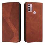 For Motorola Moto G10 / G30 Skin Feel Magnetic S-type Solid Color Horizontal Flip Leather Case with Holder & Card Slot & Wallet(Brown)