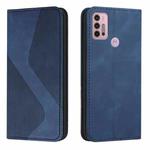 For Motorola Moto G10 / G30 Skin Feel Magnetic S-type Solid Color Horizontal Flip Leather Case with Holder & Card Slot & Wallet(Blue)