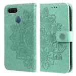 For OPPO A7 / A5s 7-petal Flowers Embossing Pattern Horizontal Flip PU Leather Case with Holder & Card Slots & Wallet & Photo Frame(Green)