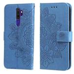 For OPPO A9 2020 / A5 2020 7-petal Flowers Embossing Pattern Horizontal Flip PU Leather Case with Holder & Card Slots & Wallet & Photo Frame(Blue)