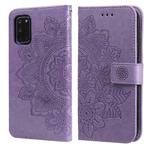 For OPPO A52 / A72 4G / A92 7-petal Flowers Embossing Pattern Horizontal Flip PU Leather Case with Holder & Card Slots & Wallet & Photo Frame(Light Purple)