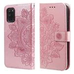 For OPPO A52 / A72 4G / A92 7-petal Flowers Embossing Pattern Horizontal Flip PU Leather Case with Holder & Card Slots & Wallet & Photo Frame(Rose Gold)