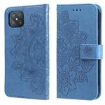 For OPPO A92s / Reno4 Z / A72 5G / A73 5G / A53 5G 7-petal Flowers Embossing Pattern Horizontal Flip PU Leather Case with Holder & Card Slots & Wallet & Photo Frame(Blue)