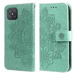 For OPPO A92s / Reno4 Z / A72 5G / A73 5G / A53 5G 7-petal Flowers Embossing Pattern Horizontal Flip PU Leather Case with Holder & Card Slots & Wallet & Photo Frame(Green)