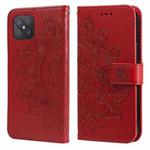 For OPPO A92s / Reno4 Z / A72 5G / A73 5G / A53 5G 7-petal Flowers Embossing Pattern Horizontal Flip PU Leather Case with Holder & Card Slots & Wallet & Photo Frame(Red)