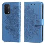 For OPPO A93 5G / A74 5G / A54 5G 7-petal Flowers Embossing Pattern Horizontal Flip PU Leather Case with Holder & Card Slots & Wallet & Photo Frame(Blue)