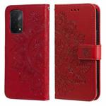 For OPPO A93 5G / A74 5G / A54 5G 7-petal Flowers Embossing Pattern Horizontal Flip PU Leather Case with Holder & Card Slots & Wallet & Photo Frame(Red)